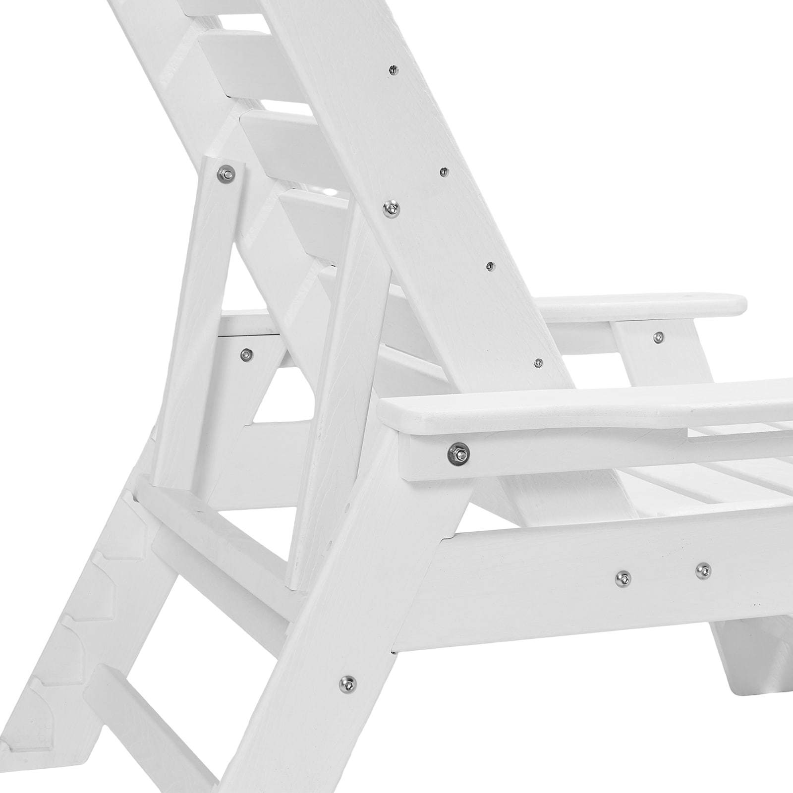 Outdoor Chaise Lounge Chair 6 Position Adjustable Reclining Bench Lounger White_maomaolike.com